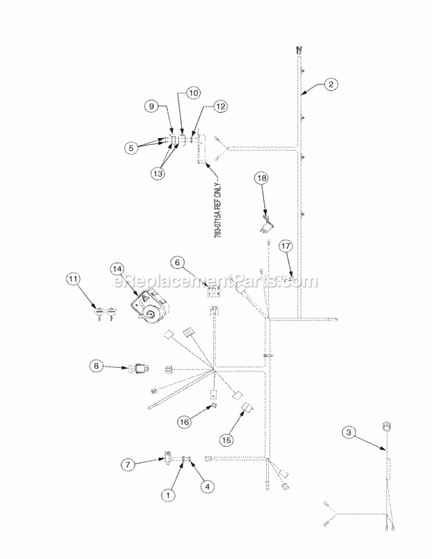 Electrical System Diagram and Parts List for SLT1554 13AK11CK709, 13AK11CK710, 13AK11CK712 Cub Cadet Lawn Tractor